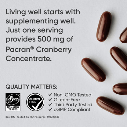 Sports Research® Cranberry Fruit Complex Supplement - Softgels for Urinary Tract Health Support - Made with Pacran®­ & Vitamins C & E - Non-GMO & Gluten Free - 90 Count - Maple Wellness Supplements