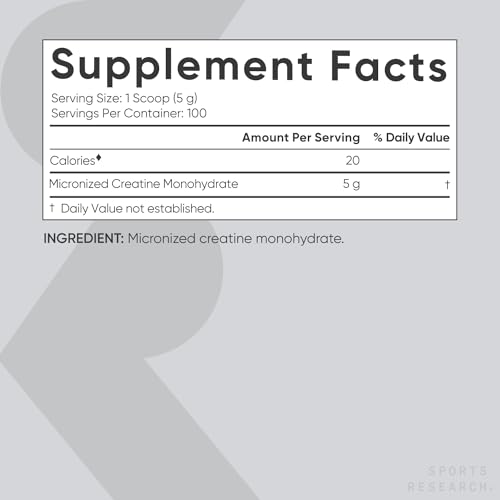 Sports Research Creatine Monohydrate - Gain Lean Muscle, Improve Performance - Maple Wellness Supplements