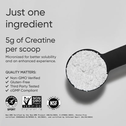 Sports Research Creatine Monohydrate - Gain Lean Muscle, Improve Performance and Strength and Support Workout Recovery - 5 g Micronized Creatine - 10.58 oz - Maple Wellness Supplements