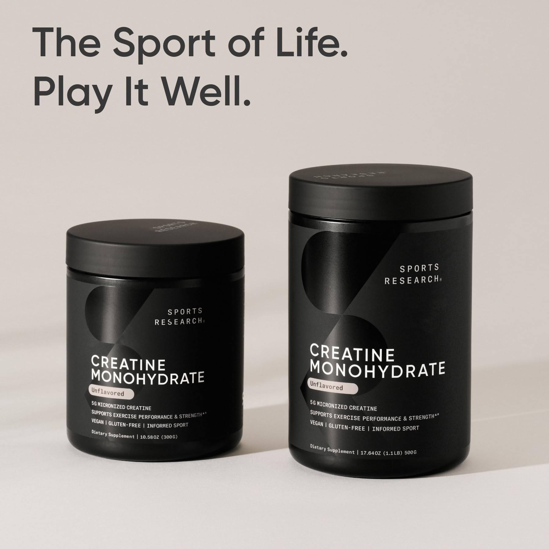 Sports Research Creatine Monohydrate - Gain Lean Muscle, Improve Performance and Strength and Support Workout Recovery - 5 g Micronized Creatine - 10.58 oz - Maple Wellness Supplements