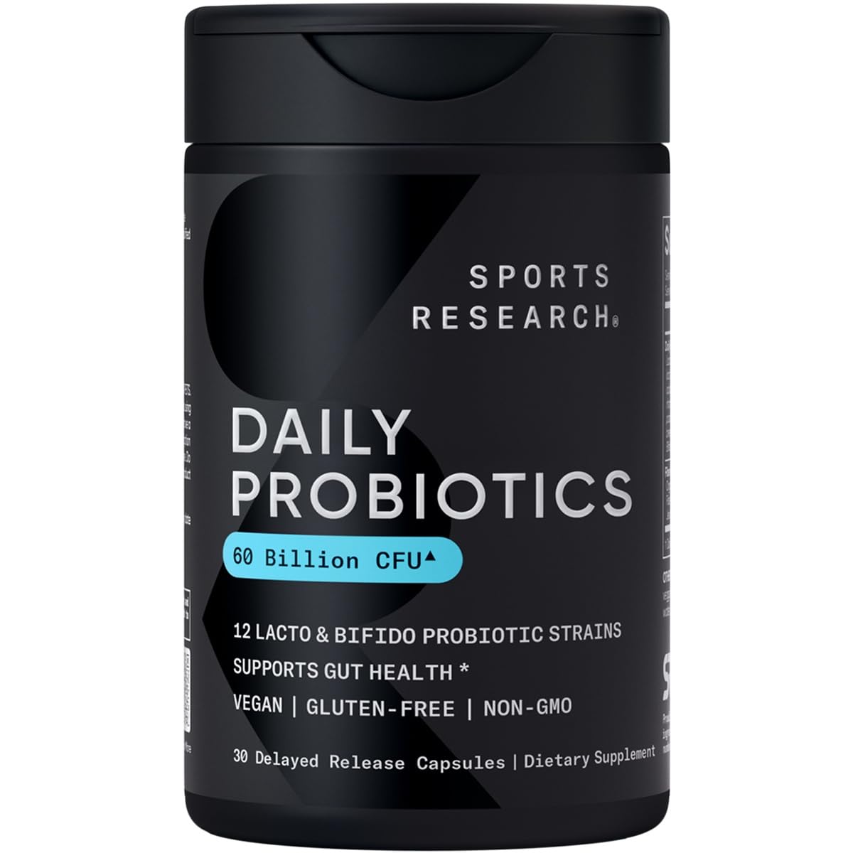 Sports Research Daily Probiotics with Prebiotics, 60 Billion CFU - Vegan Capsules for Gut Health & Digestive Support, Probiotics for Women & Men - Maple Wellness Supplements