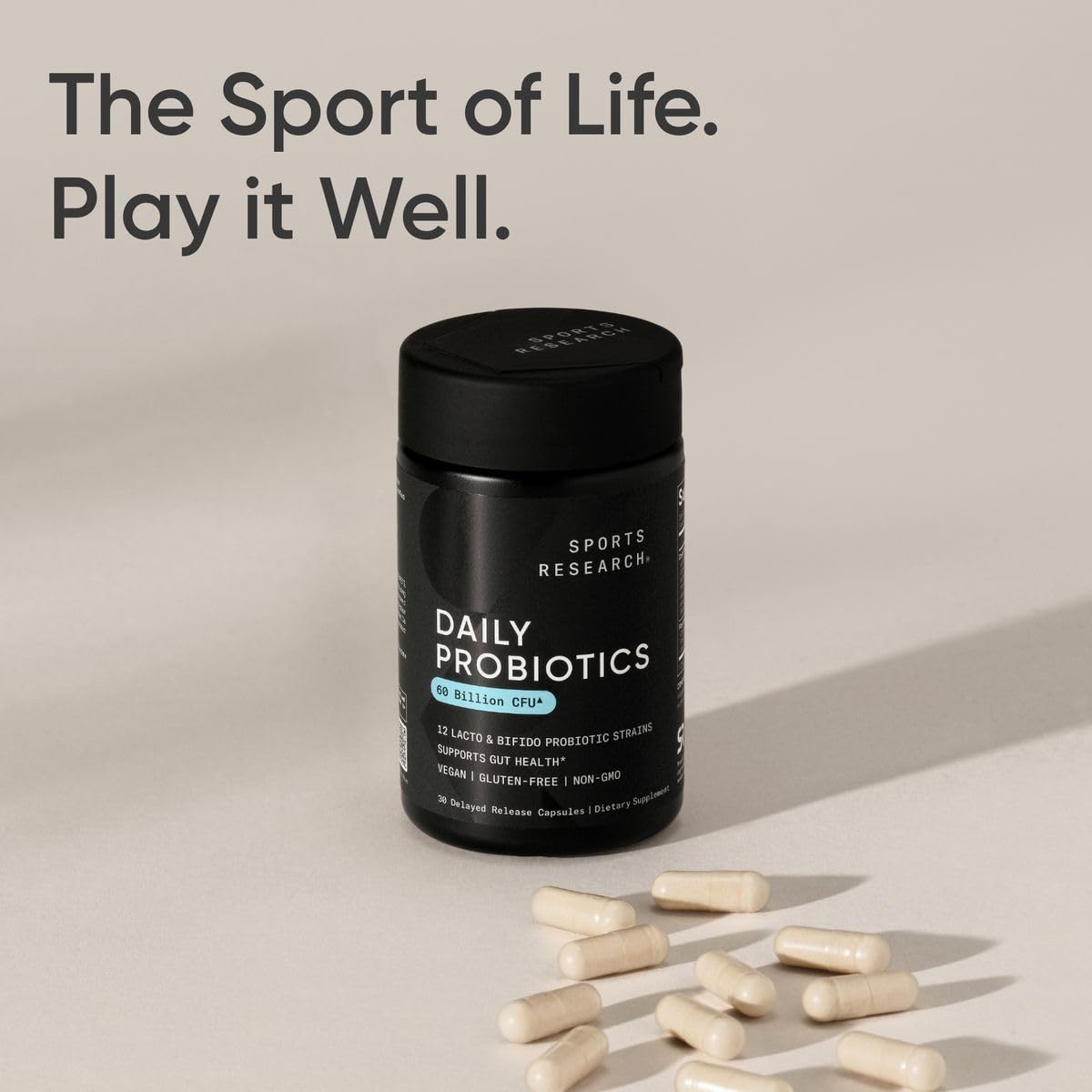 Sports Research Daily Probiotics with Prebiotics, 60 Billion CFU - Vegan Capsules for Gut Health & Digestive Support, Probiotics for Women & Men - Maple Wellness Supplements