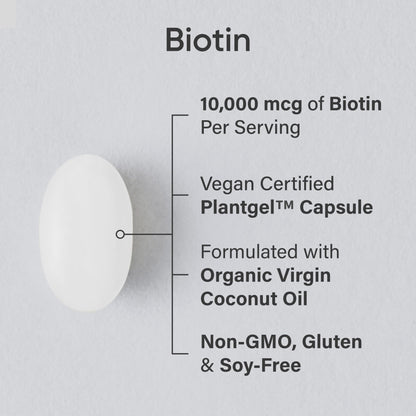 Sports Research® Healthy Hair Essentials - Biotin 10,000mcg with Organic Coconut Oil Vitamin B7 for Healthy Skin and Hair Support + Multi Collagen Pills Peptides with Hyaluronic Acid & Vitamin C - Maple Wellness Supplements