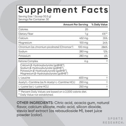 Sports Research® Keto Plus Exogenous Ketones with goBHB® - Premium Keto Powder Supporting Ketosis, Energy & Cognitive Function - Keto Certified · Vegan Friendly · 30 Servings (Raspberry Lemonade) - Maple Wellness Supplements
