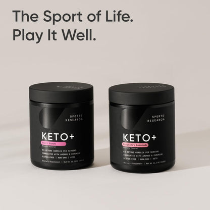 Sports Research® Keto Plus Exogenous Ketones with goBHB® - Premium Keto Powder Supporting Ketosis, Energy & Cognitive Function - Keto Certified · Vegan Friendly · 30 Servings (Raspberry Lemonade) - Maple Wellness Supplements