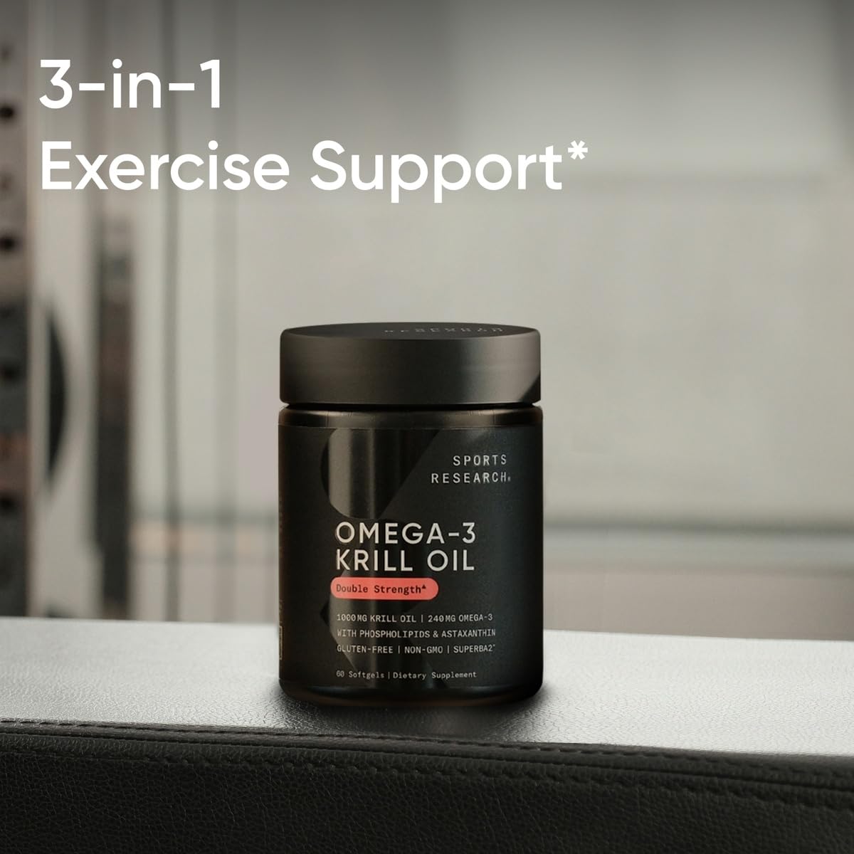 Sports Research Krill Oil Supplement with EPA & DHA Omega 3, Phospholipids & Astaxanthin from Antarctic Krill - Highest Concentration of Krill Oil for Men & Women - 1000mg, 60 Softgel Capsules - Maple Wellness Supplements