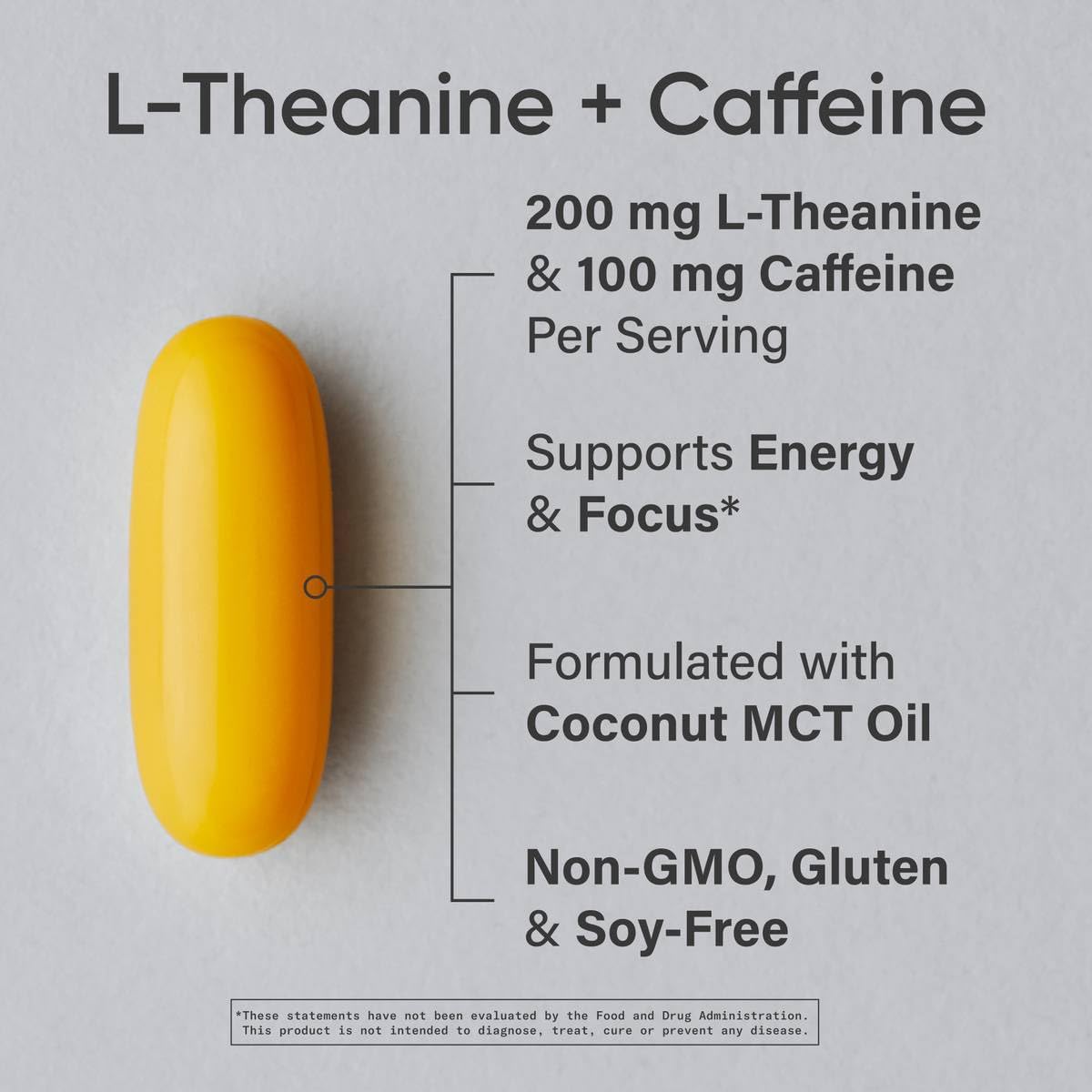 Sports Research L-Theanine Supplement with Caffeine & Coconut MCT Oil - Focused Energy, Alertness & Relaxation Without Drowsiness - 200mg L Theanine, 100mg Organic Caffeine - 60 Liquid Softgels - Maple Wellness Supplements