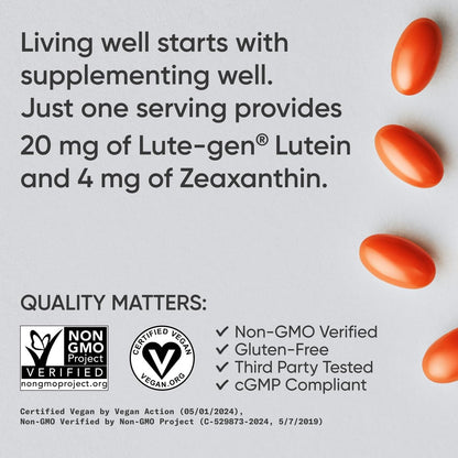 Sports Research® Lutein and Zeaxanthin Capsules - Eye Health Support Supplement Made with Lute-Gen® and Organic Coconut Oil - Vegan Friendly & Non-GMO Verified - 30 Veggie Softgels - Maple Wellness Supplements