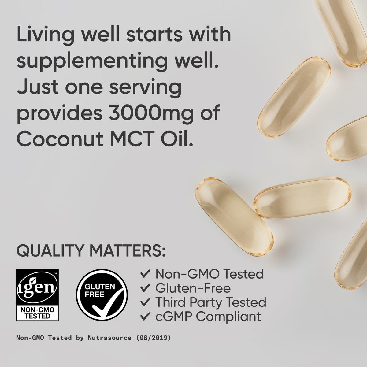 Sports Research MCT Oil Capsules derived from Coconut Oil | Keto Fuel for The Brain & Body | High Potency 3000 mg | Derived from Non-GMO Coconuts (120 Softgels) - Maple Wellness Supplements