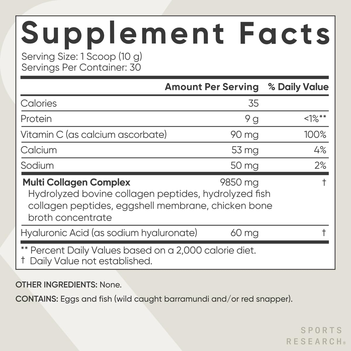 Sports Research Multi Collagen Protein Powder (Type I, II, III, V, X) with Hyaluronic Acid + Vitamin C | 5 Types of Food Based Collagen - Maple Wellness Supplements