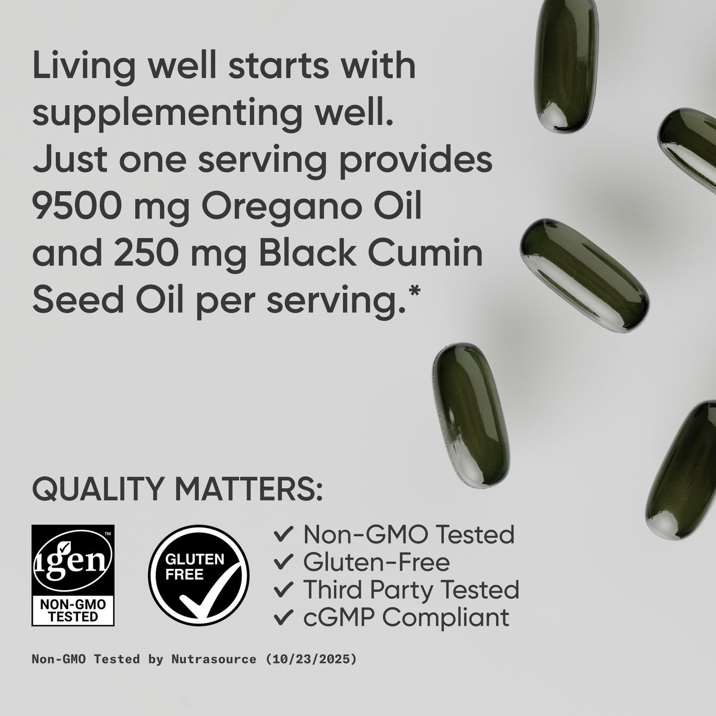 Sports Research® Oil of Oregano 9500mg w/Black Seed Oil & Coconut MCT Oil - Antioxidant Combination Supplement Rich in Thymoquinone & Carvacrol - Gluten Free · Non-GMO - 60 Softgels - Maple Wellness Supplements