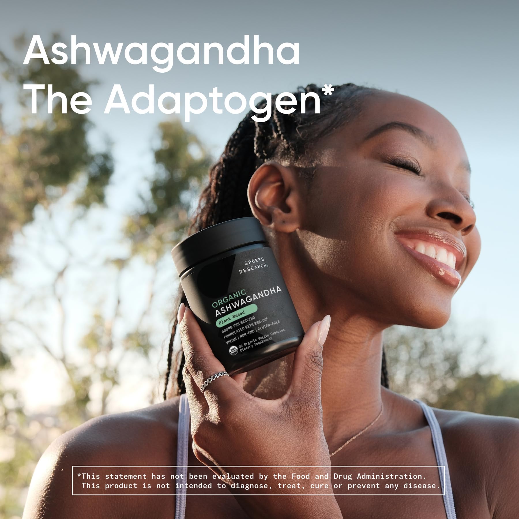 Sports Research® Organic Ashwagandha – Adaptogen for Relaxation, Calm & Sleep Support – Made with Organic KSM-66® – 600 mg – Non-GMO Verified, Gluten-Free, Certified Vegan – 90 Veggie Capsules - Maple Wellness Supplements