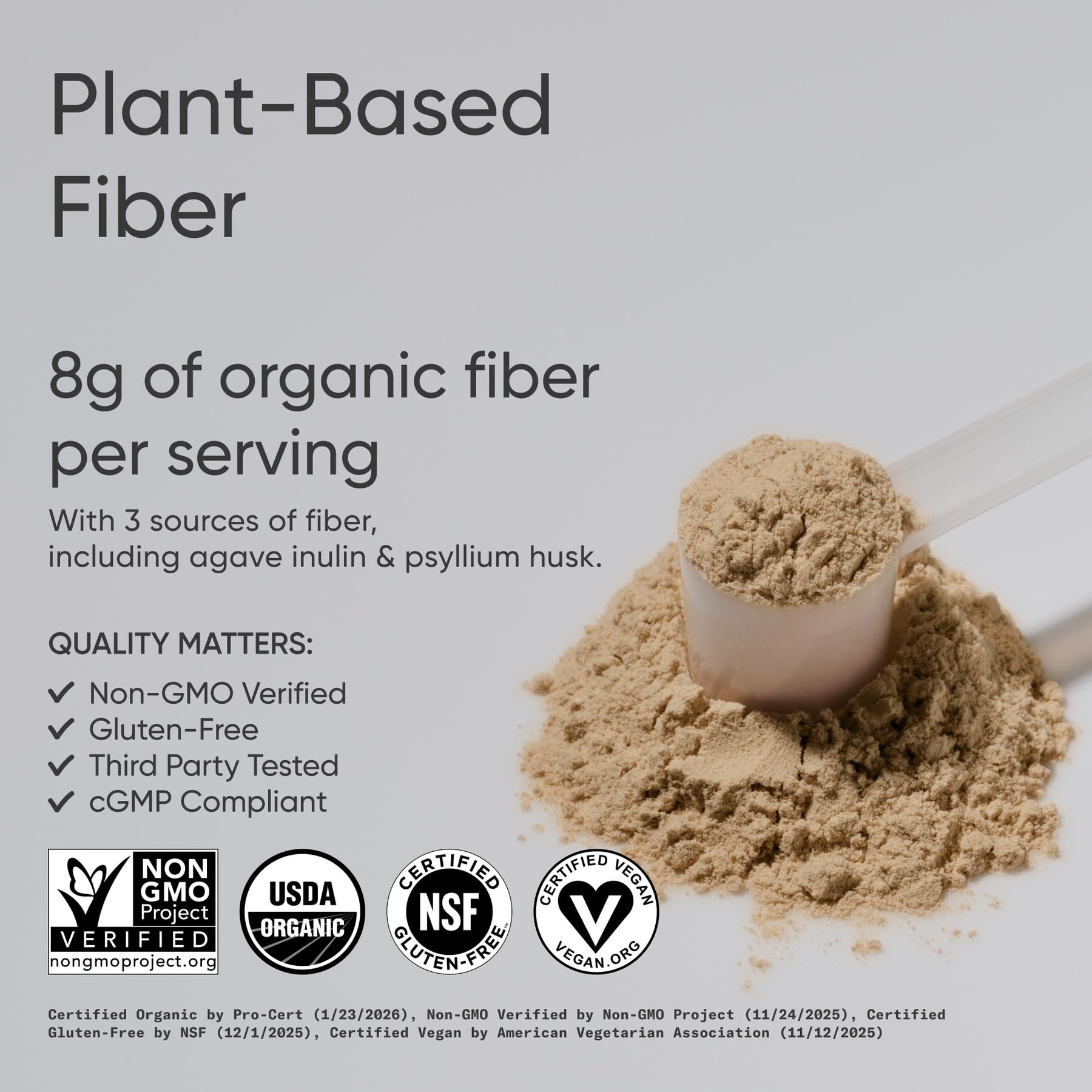 Sports Research® Organic Fiber Unflavored – Organic Fiber Powder - Daily Psyllium Husk and Prebiotic Agave Inulin, Helps Maintain Regularity* with Soluble & Insoluble Fiber - Easy to Mix, 30 Servings - Maple Wellness Supplements
