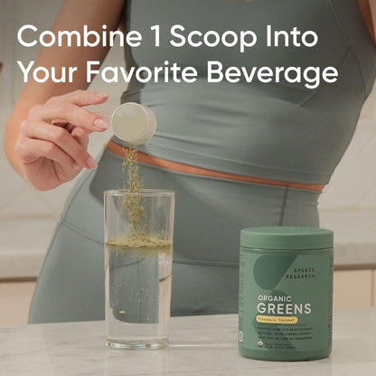 Sports Research® Organic Pineapple Coconut Greens - Digestive Health, Natural Energy & Mood Support* - Certified Organic Powder - 20 Servings - Maple Wellness Supplements