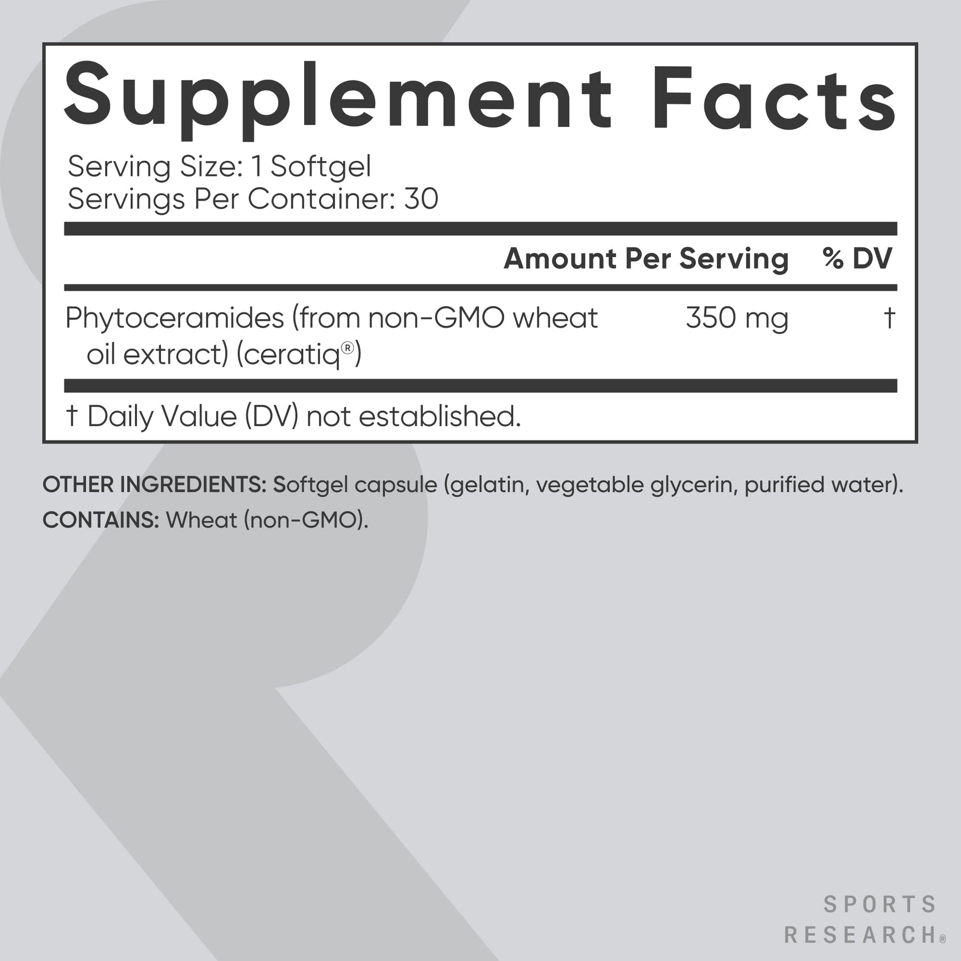 Sports Research® Phytoceramides 350mg per softgel - Plant Derived Ceramides for Healthy Skin and Hydration - Non GMO with No Fillers or Synthetic Vitamins - 30 Liquid softgels - Maple Wellness Supplements