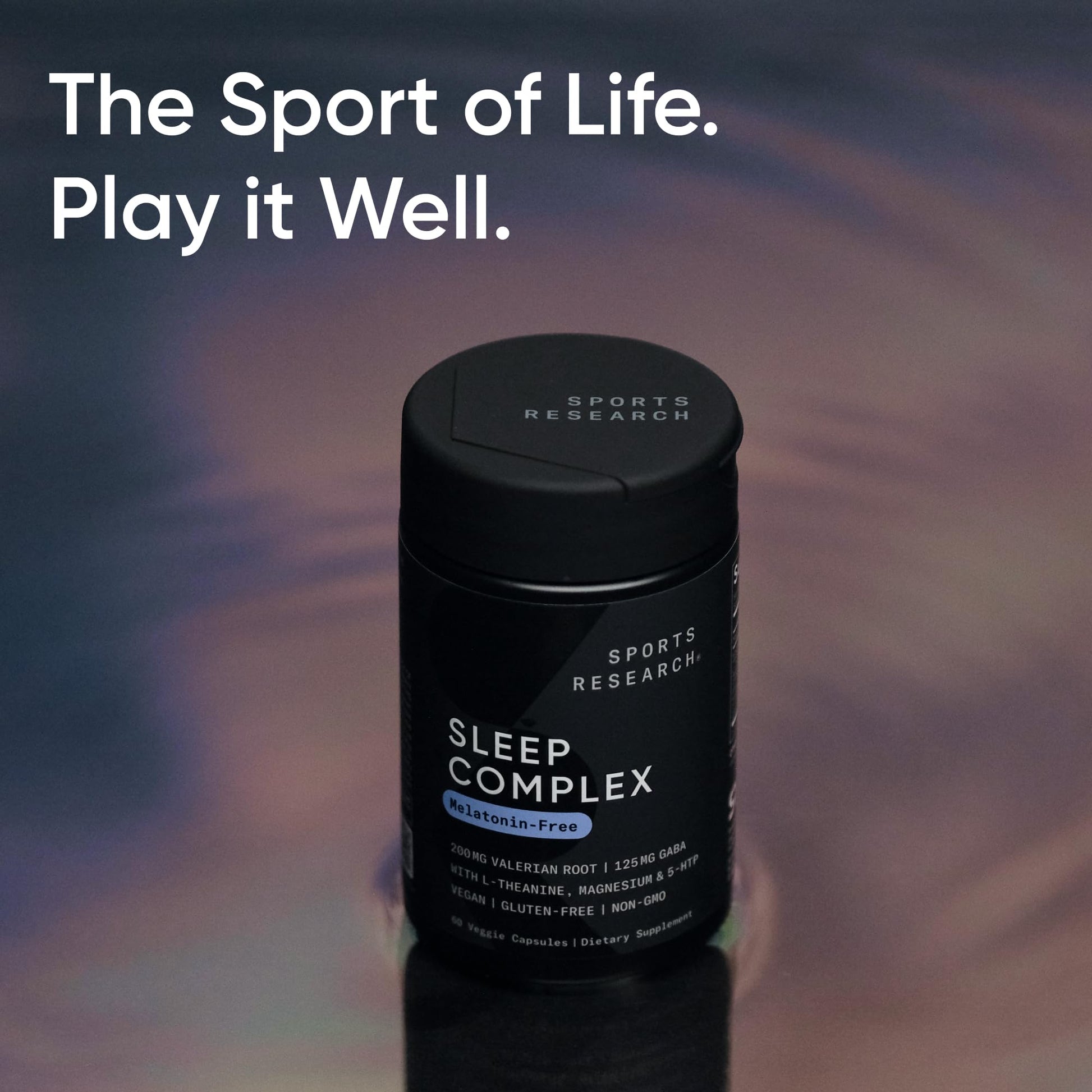Sports Research® Sleep Complex- Melatonin-Free Vegan Capsules - with Valerian Root, GABA, L-Theanine, Magnesium & 5-HTP - 30 Servings - Maple Wellness Supplements