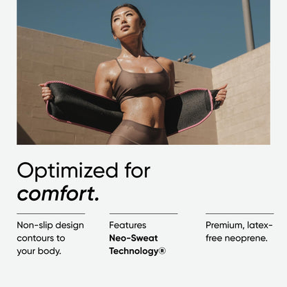Sports Research Sweet Sweat Waist Trimmer (Core Series) - Premium Sweat Enhancing Fitness Band for Women & Men - Adjustable Fit · Latex-Free Neoprene - Pink Logo, Medium - Maple Wellness Supplements