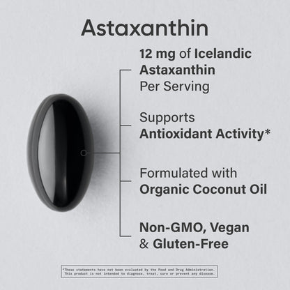 Sports Research Triple Strength Vegan Astaxanthin Supplement from Algae - Plant Based Softgels for Antioxidant Activity, Skin & Eye Health - Non-GMO Verified, Made with Coconut Oil - 12mg, 60 Count - Maple Wellness Supplements