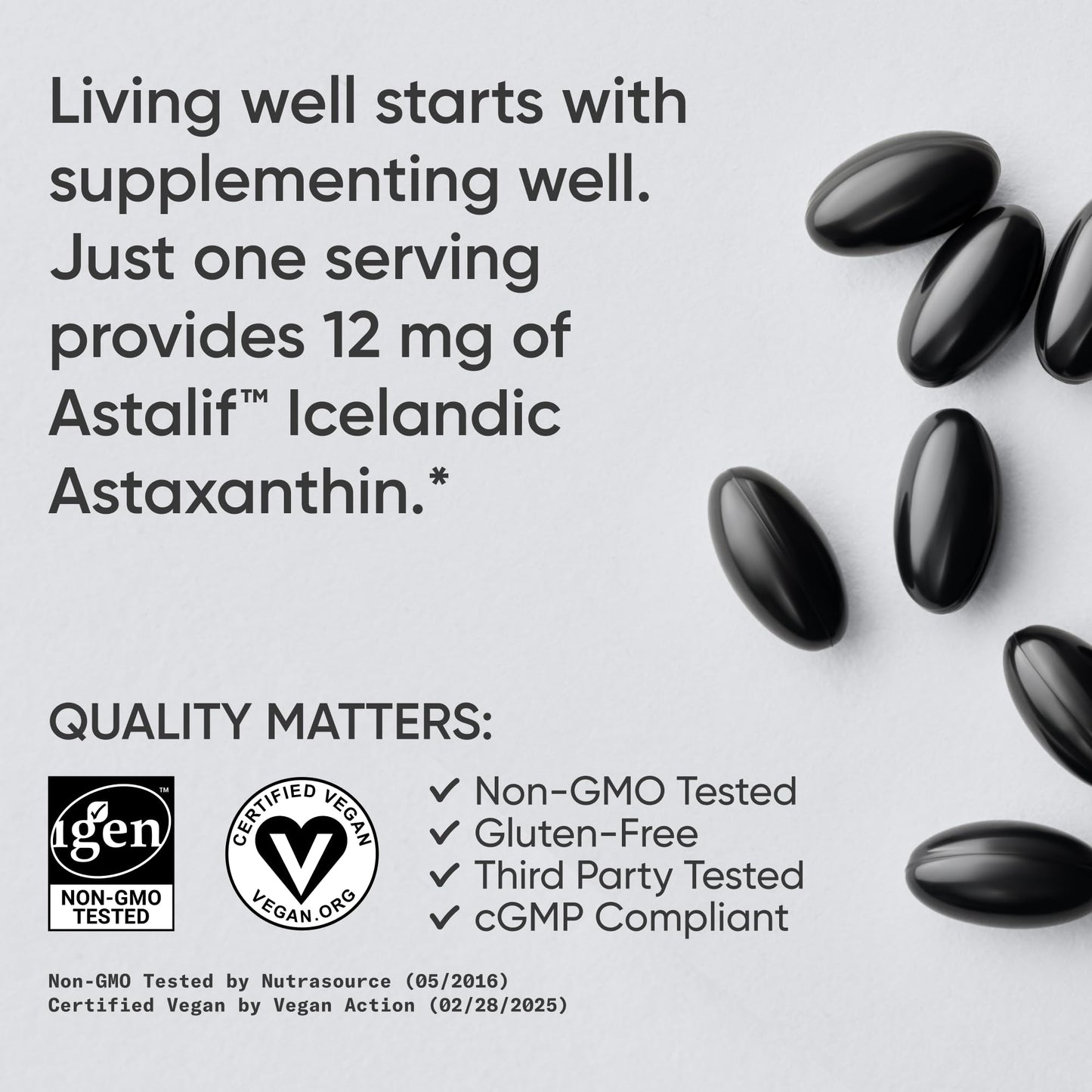 Sports Research Triple Strength Vegan Astaxanthin Supplement from Algae - Plant Based Softgels for Antioxidant Activity, Skin & Eye Health - Non-GMO Verified, Made with Coconut Oil - 12mg, 60 Count - Maple Wellness Supplements