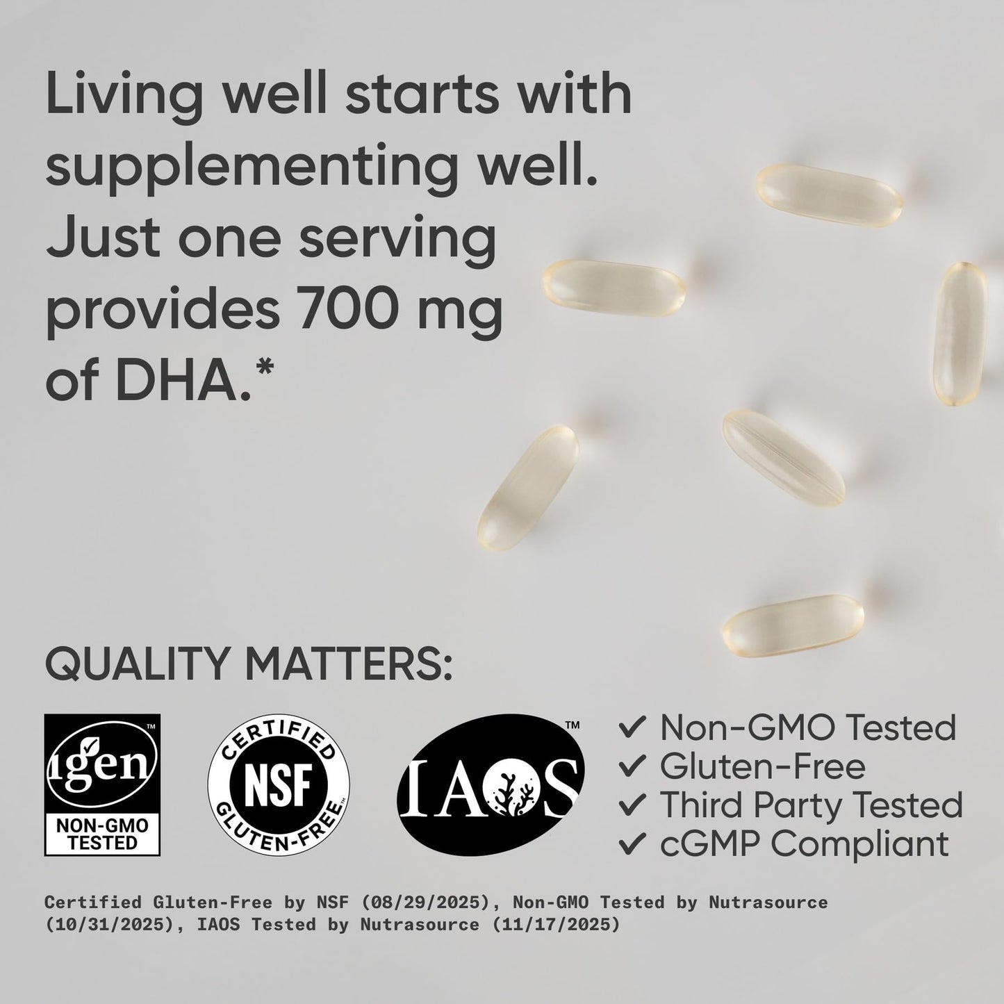 Sports Research® Vegan DHA 700mg - Cognitive Support, Brain Support, Supplement with Omega-3 DHA from Algae Oil - Vegan Certified · Non-GMO · Gluten Free - 90 Count Softgels - Maple Wellness Supplements
