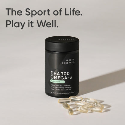 Sports Research® Vegan DHA 700mg - Cognitive Support, Brain Support, Supplement with Omega-3 DHA from Algae Oil - Vegan Certified · Non-GMO · Gluten Free - 90 Count Softgels - Maple Wellness Supplements