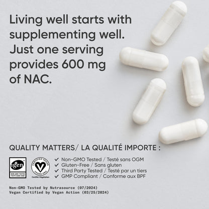 Sports Research Vegan NAC Supplement (N-Acetyl Cysteine) 600 mg - Supports Antioxidant Activity - NAC 600 mg - Non-GMO - Maple Wellness Supplements
