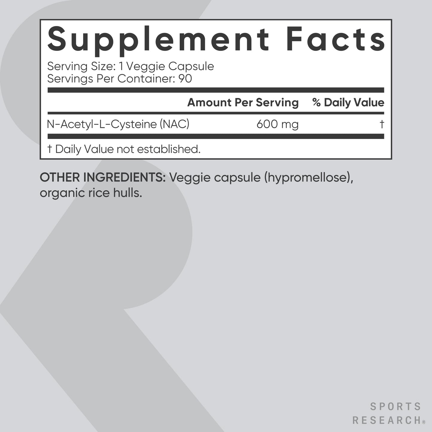 Sports Research Vegan NAC Supplement (N-Acetyl Cysteine) 600 mg - Supports Antioxidant Activity - NAC 600 mg - Non-GMO - Maple Wellness Supplements