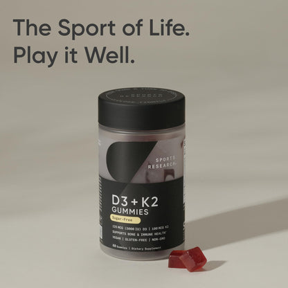 Sports Research® Vegan Vitamin D3 + K2 Sugar-Free Gummies - 125mcg (5000iu) Vitamin D w/ 100mcg Mk7 Vitamin K - Supports Bone & Immune Health - Maple Wellness Supplements