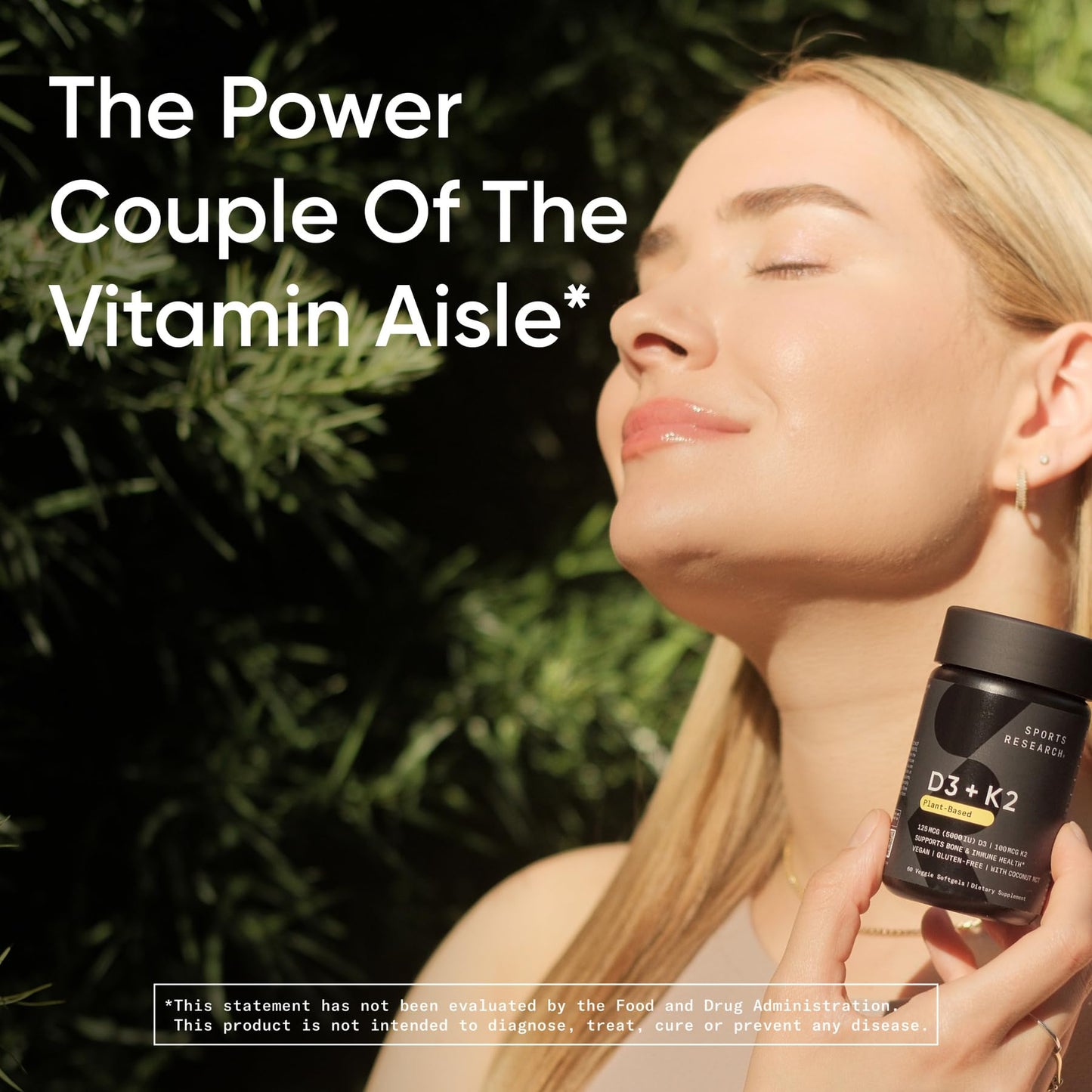 Sports Research® Vitamin D3 + K2 with 10,000iu of Plant-Based D3 & 100mcg of Vitamin K2 as MK-7 | Non-GMO Verified & Vegan Certified 60ct - Maple Wellness Supplements