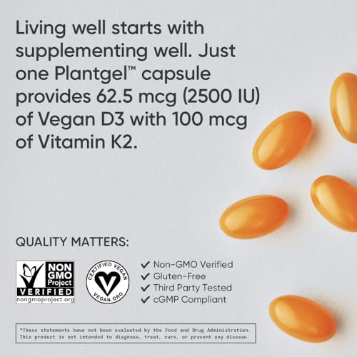 Sports Research Vitamin D3 K2 with Coconut MCT Oil | Vegan D3 2500iu (62.5mcg) - Maple Wellness Supplements