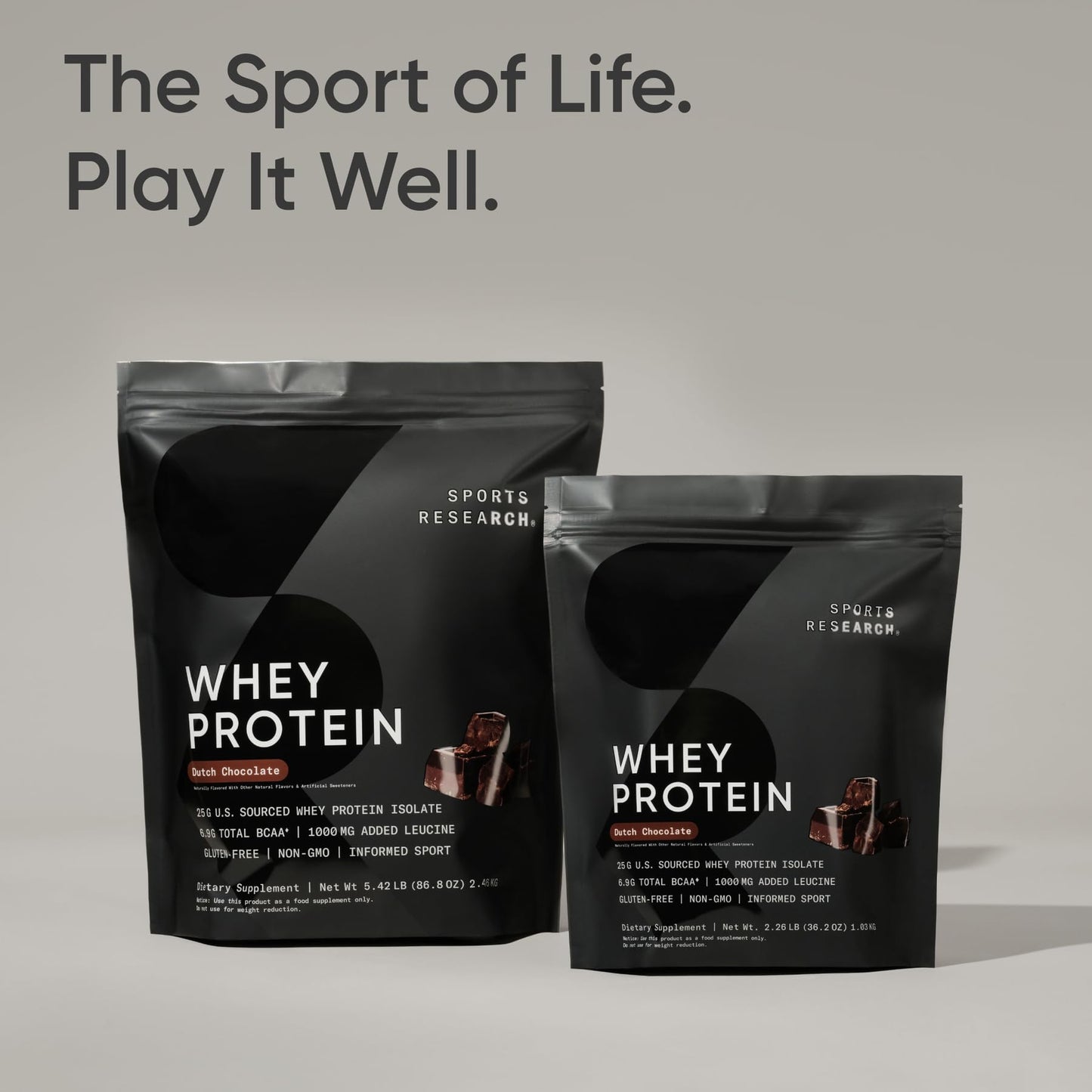 Sports Research Whey Protein Isolate - Sports Nutrition Protein Powder 25g per Serving - 5lb Bag Whey Protein - Dutch Chocolate Bulk Protein Powder, 60 Servings - Maple Wellness Supplements