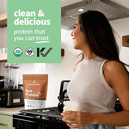 Sprout Living Epic Protein, Plant Based Protein & Superfoods Powder, Chocolate Maca - Maple Wellness Supplements