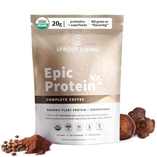 Sprout Living, Epic Protein, Plant Based Protein & Superfoods Powder, Complete Coffee - Maple Wellness Supplements