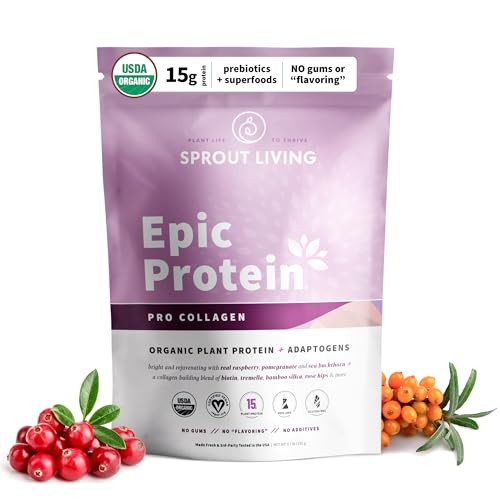 Sprout Living Epic Protein, Plant Based Protein & Superfoods Powder, Pro Collagen, - Maple Wellness Supplements