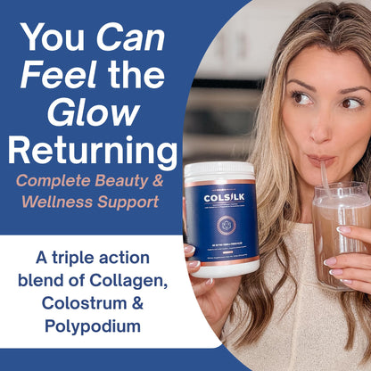 SRILabs ColSilk Unflavored Hydrolyzed Collagen Powder with Colostrum and Polypodium - Skin, Hair, Nails, Gut Health and Joint Support - One Scoop Daily | 1 Month Supply - Maple Wellness Supplements