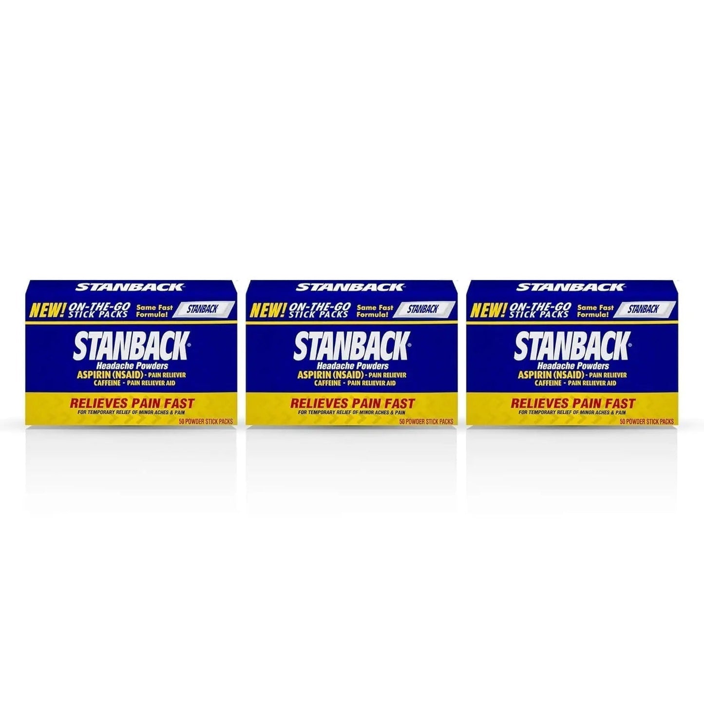 Stanback Headache Powders, Fast Pain Relief with Aspirin (NSAID) and Caffeine, 50 Count (3 Pack) - Maple Wellness Supplements