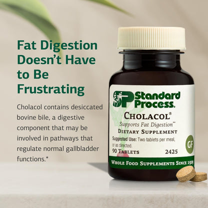 Standard Process Inc. Cholacol - Gallbladder Support Supplement - Fat Digestion Supplement for Digestive Health & Bile Support - Maple Wellness Supplements