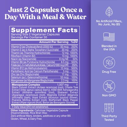 Staying Cool Menopause Supplements for Women – Hormonal Hot Flash Relief, Weight Support, & Night Sweats – Vitex Chaste Tree & Black Cohosh – 60 Vegetarian Soft Capsules - Maple Wellness Supplements