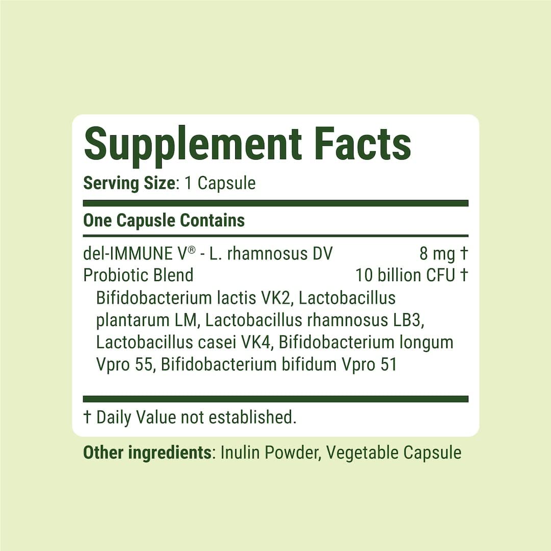 Stellar Biotics - Delpro Probiotic (+ Del-Immune V & Prebiotic Blend) Promotes Optimal Gut Health, Digestion, Immune Support & Mood (60 Capsules) - Maple Wellness Supplements