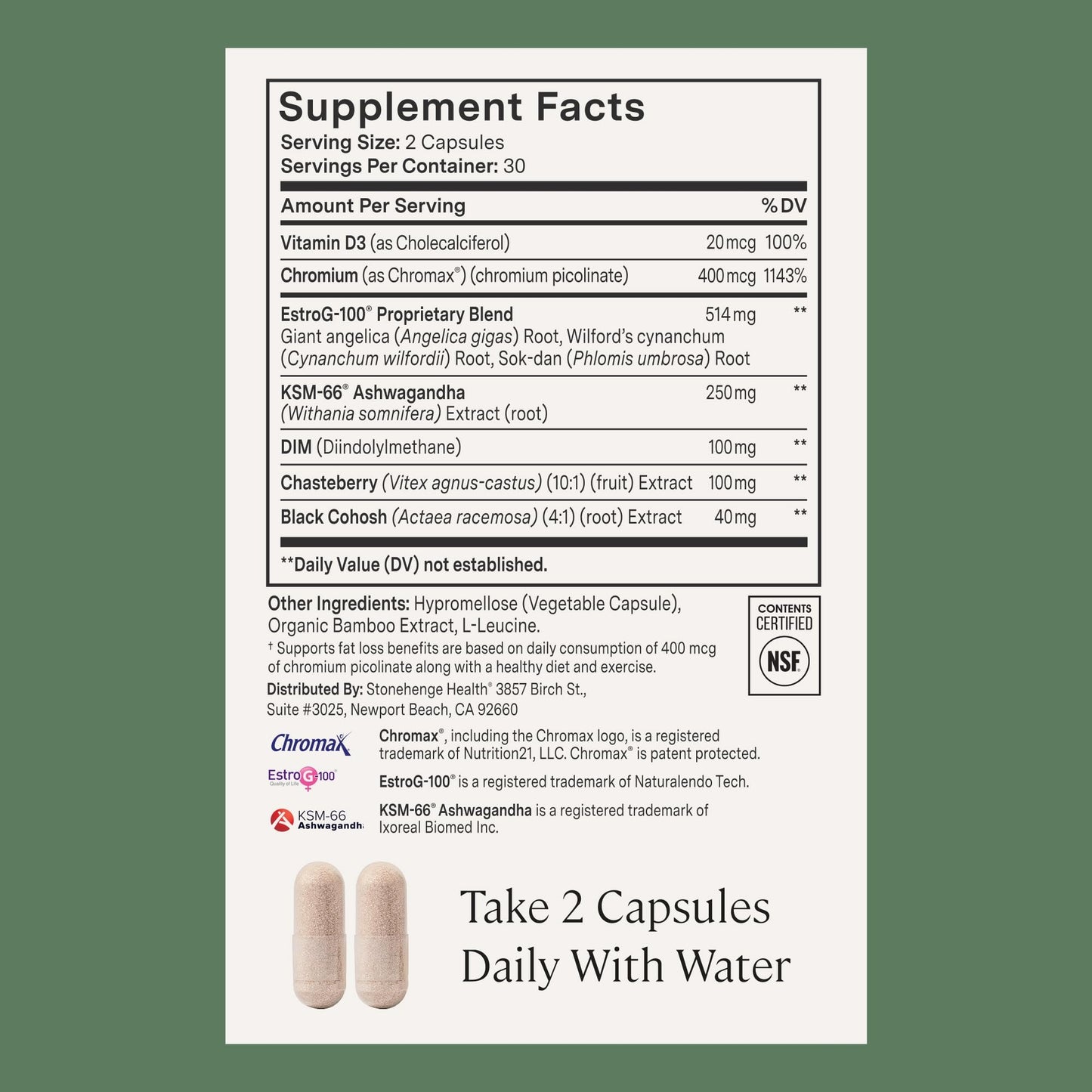 Stonehenge Health for Women Menopause Support for Peri + Menopause + Post - Mood, Energy, Stress, Hot Flashes, Night Sweats, Sleep & Cortisol, Chromax Chromium, Vitamin D3, KSM-66 Ashwagandha Extract - Maple Wellness Supplements