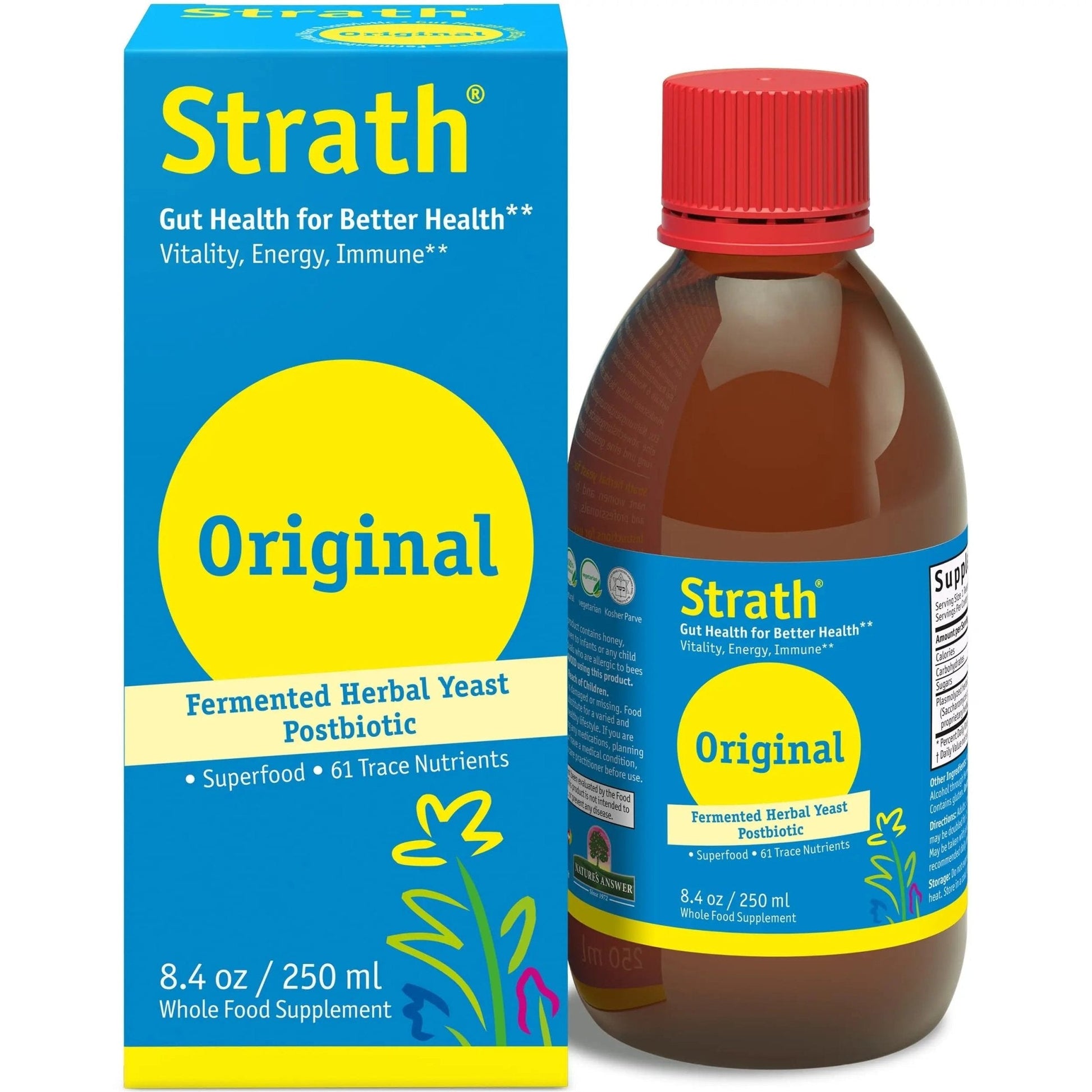 Strath Fermented Herbal Yeast Postbiotic - (8.4 Fl oz) Daily Nutritional Food Supplement Liquid | Supports Metabolism | Vegetarian | Lactose-Free | No Artificial Additives - Maple Wellness Supplements