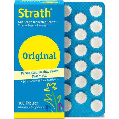 Strath Nutritional Yeast Tablets - Vegetarian, Lactose Free, Artificial Additive Free - Digestive Support, Nutrient Absorption - Unflavored Daily Supplement - Prebiotic and Postbiotic - Maple Wellness Supplements