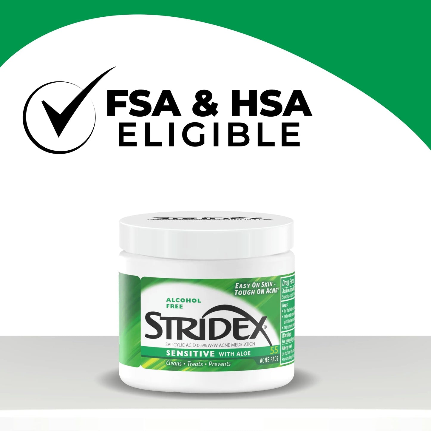Stridex Acne Pads Sensitive With Aloe 55 Count Alcohol-Free - Maple Wellness Supplements