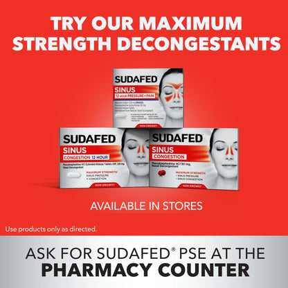 Sudafed PE Sinus Congestion Day + Night Maximum Strength Decongestant & Antihistamine Tablets with Phenylephrine HCl & Diphenhydramine HCl, Helps Nasal & Sinus Pressure & Congestion, 20 ct - Maple Wellness Supplements
