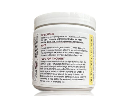 Sufficient-C High Dose Non-GMO Vitamin C Lemon Peach Immune-Ade Drink Mix, Convenient 125 Gram Size w/L-lysine, Bromelain & a Premium 96% Pure Green Tea Extract - Maple Wellness Supplements