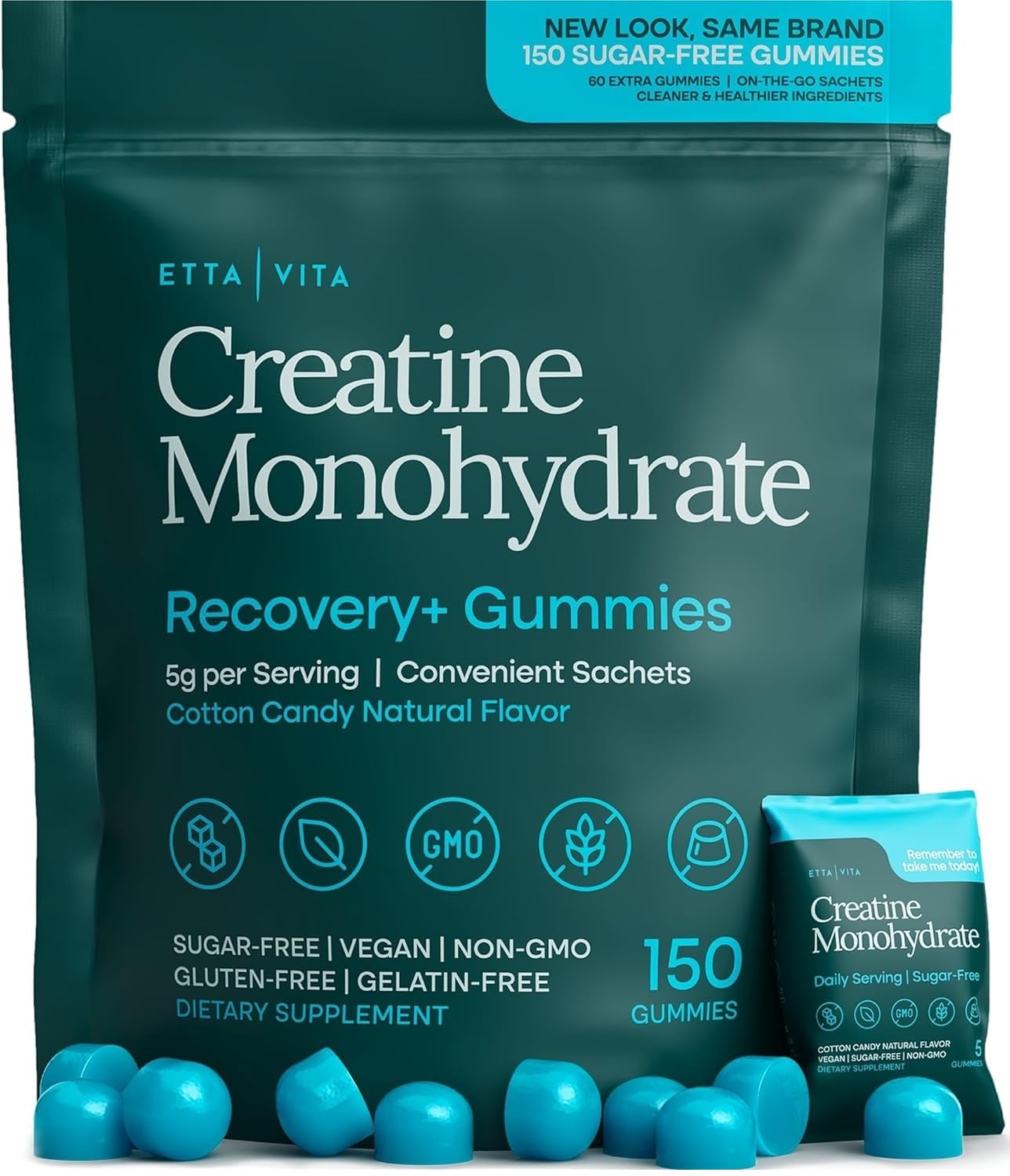 Sugar-Free Creatine Monohydrate Gummies (5g Per Packet) - Potent Creatine Gummies for Men & Women, Supplement for Muscle Support, Cognitive Function - Non-GMO, Gluten-Free, Mucuna Pruriens - Maple Wellness Supplements