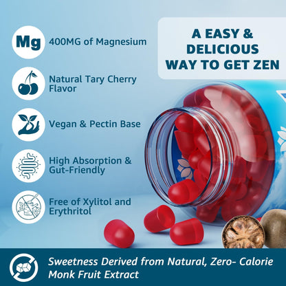 Sugar Free Magnesium Complex for Women, Calm Magnesium Gummies for Adults 400mg, Magnesium Glycinate, Citrate, Malate & More- Magnesium Gummy with Magnesium Ashwagandha, D3, B12 for Relax, Calm, Vegan - Maple Wellness Supplements