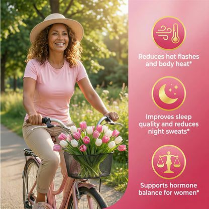 Sugar Free Menopause Supplement Gummies for Women, Menopause Probiotics (10 Billion CFU) Filled Gummy with Ashwagandha, Dong Quai & Black Cohosh for Hot Flashes, Night Sweats, Mood Swings, Gut Health - Maple Wellness Supplements