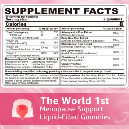 Sugar Free Menopause Supplement Gummies for Women, Menopause Probiotics (10 Billion CFU) Filled Gummy with Ashwagandha, Dong Quai & Black Cohosh for Hot Flashes, Night Sweats, Mood Swings, Gut Health - Maple Wellness Supplements