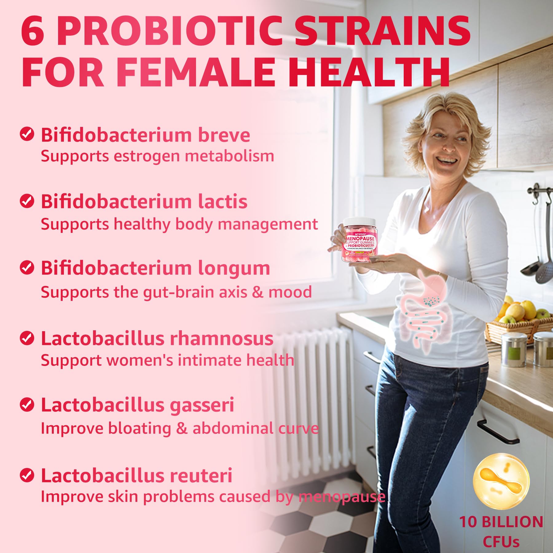 Sugar Free Menopause Supplement Gummies for Women, Menopause Probiotics (10 Billion CFU) Filled Gummy with Ashwagandha, Dong Quai & Black Cohosh for Hot Flashes, Night Sweats, Mood Swings, Gut Health - Maple Wellness Supplements